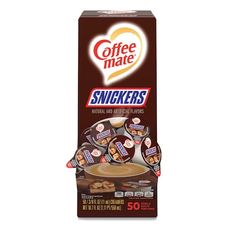 Coffee Mate Liquid Coffee Creamer, Snickers, 0.38 oz Mini Cups, PK50 PK 61425